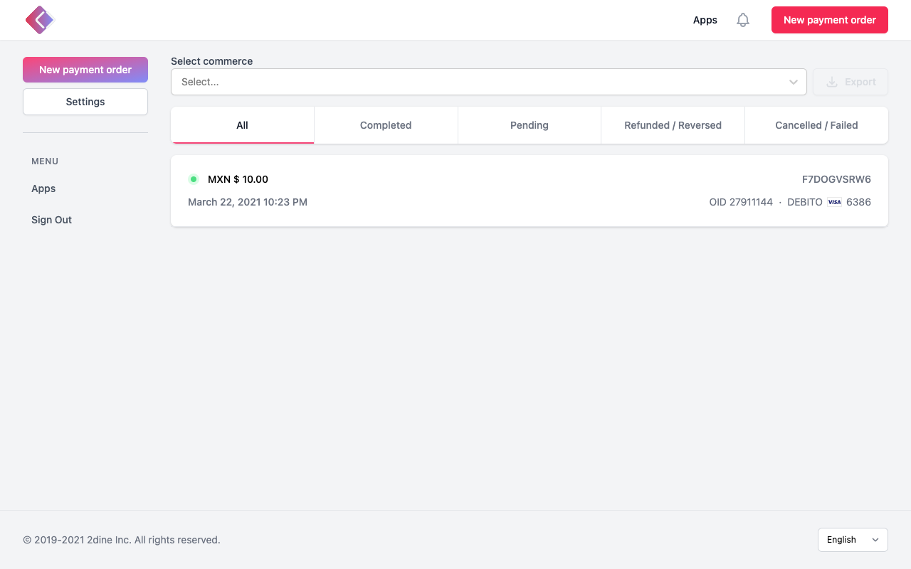 Payments Manager Screen